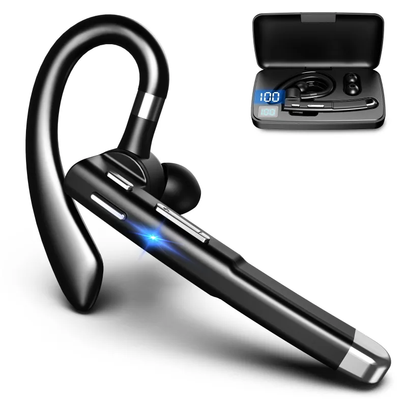 Comfortable Bluetooth Earpiece Wireless Earphone Bluetooth 5.0 Handsfree Earpiece Noise Cancelling HiFi Headset With Dual HD Mic For All Smart Phones Ear Wireless Bluetooth Sport Lightweight Headphones With Case Standby Time For Business Workout Driving