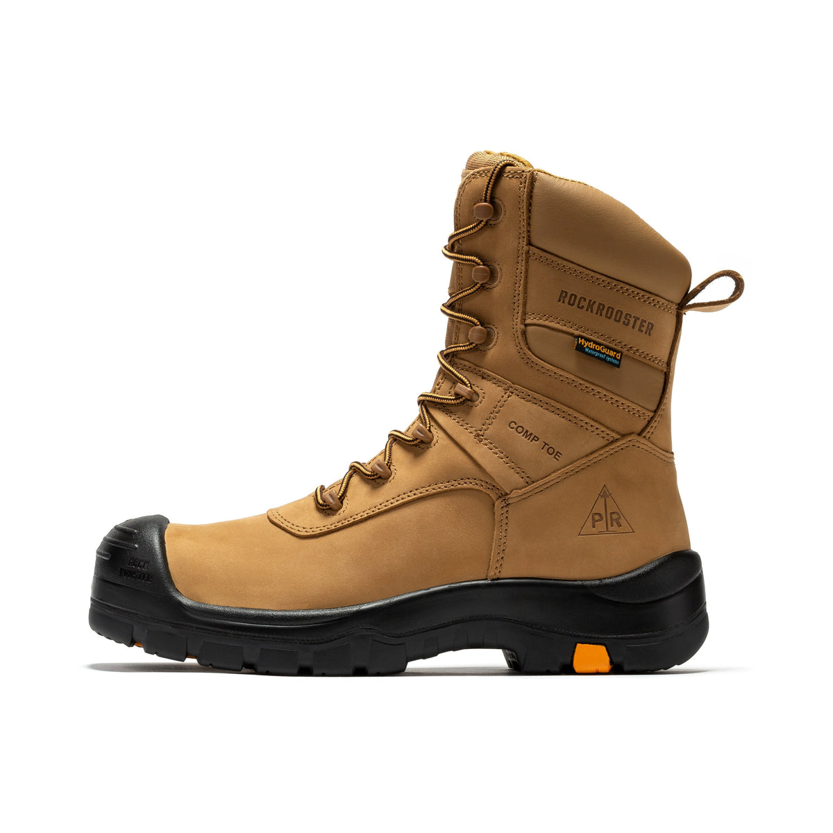 rockrooster Beaufort Men's Brown 8 inch Waterproof Composite Toe Work Boots AK831
