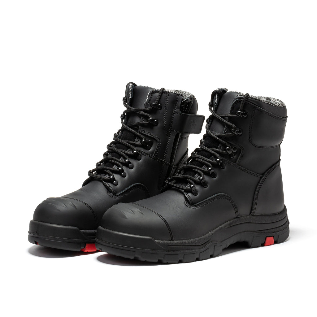 ROCKROOSTER Roslyn Black 7 inch Zip-sided Composite Toe Leather Work Boots CP245Z