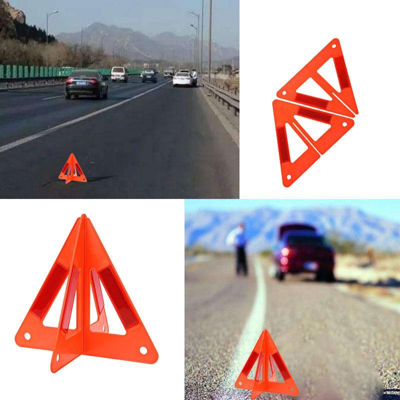 2Pcs Foldable Car Warning Triangle Safety Stop Breakdown Sign Board Emergency Reflective Flash Reflector
