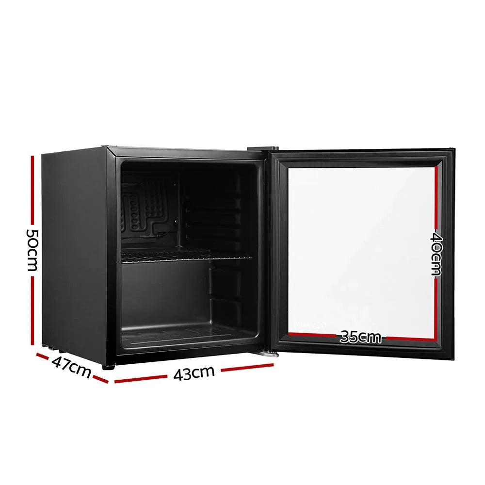 Devanti 46L Glass Door Bar Fridge Mini Countertop Freezer Fridges