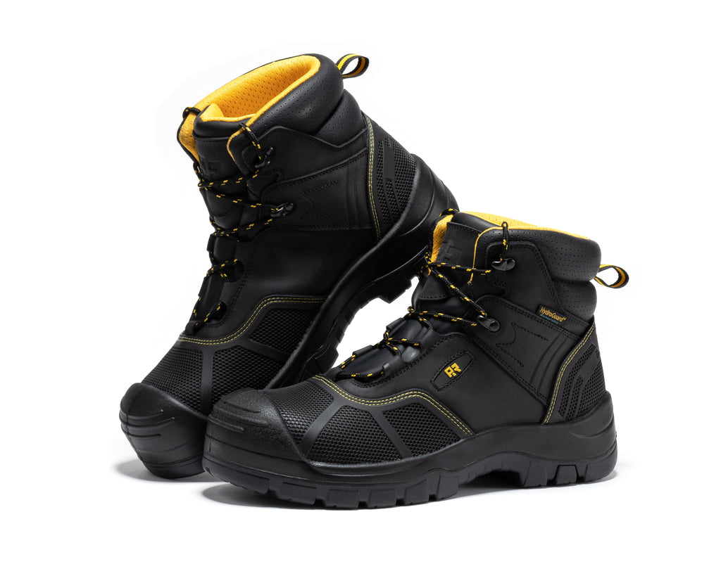 ROCKROOSTER Woodland Black 6 inch Waterproof Composite Toe Leather Work Boots AK663