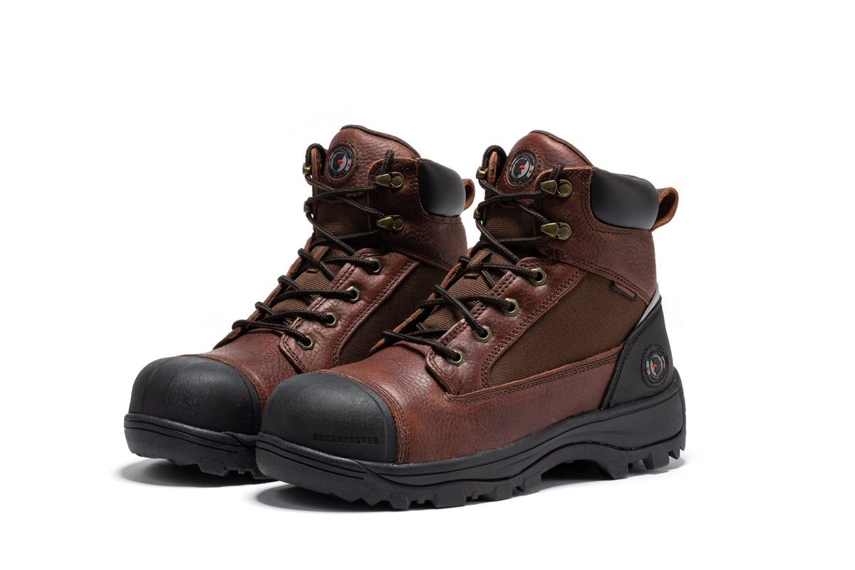 ROCKROOSTER Daviston 6 inch Brown Composite Toe Waterproof Work Boots AT872
