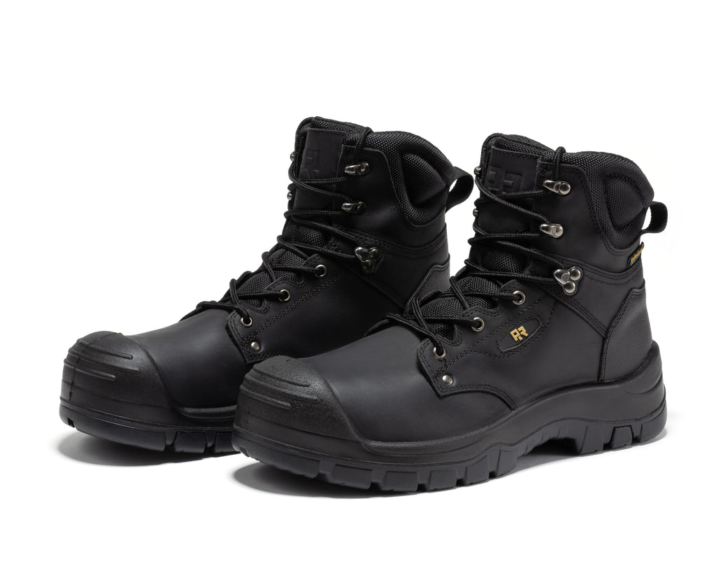 ROCKROOSTER Woodland Black 6 inch Waterproof Composite Toe Leather Work Boots AK662
