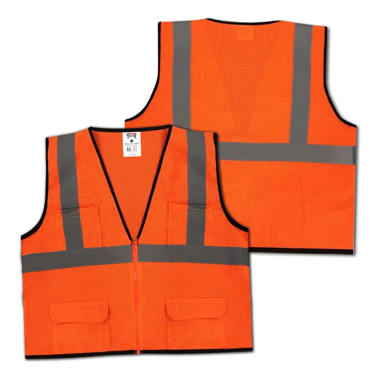 Safety Main 05EAMO Economy Vest, Class 2, All Mesh, Hi-Vis Orange, Pack of 10
