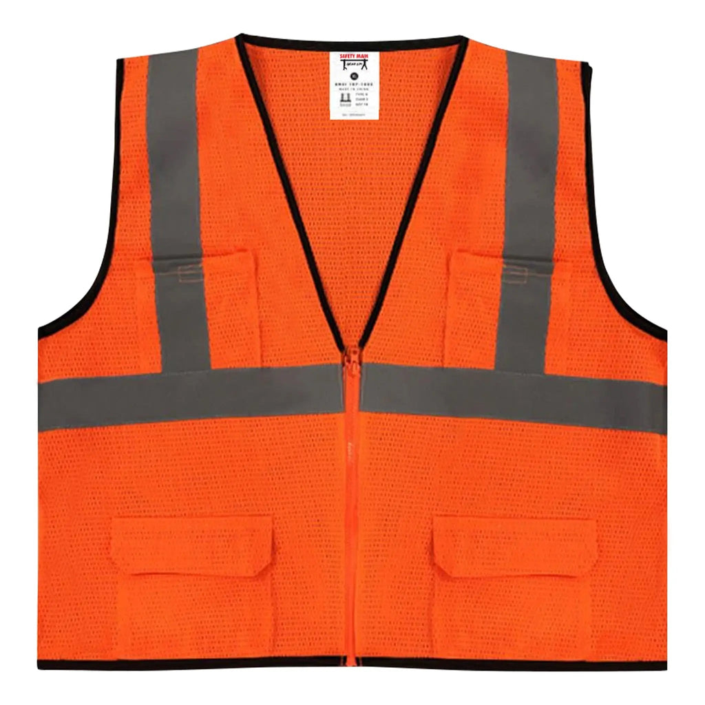 Safety Main 05EAMO Economy Vest, Class 2, All Mesh, Hi-Vis Orange, Pack of 10