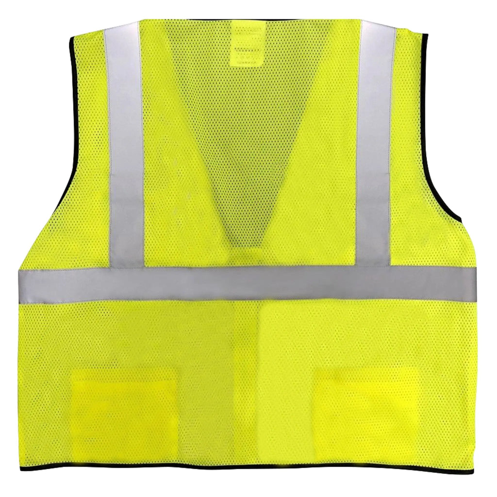 Safety Main 05EAMYZ Economy Vest, Class 2, All Mesh, Hi-Vis Yellow, Pack of 5