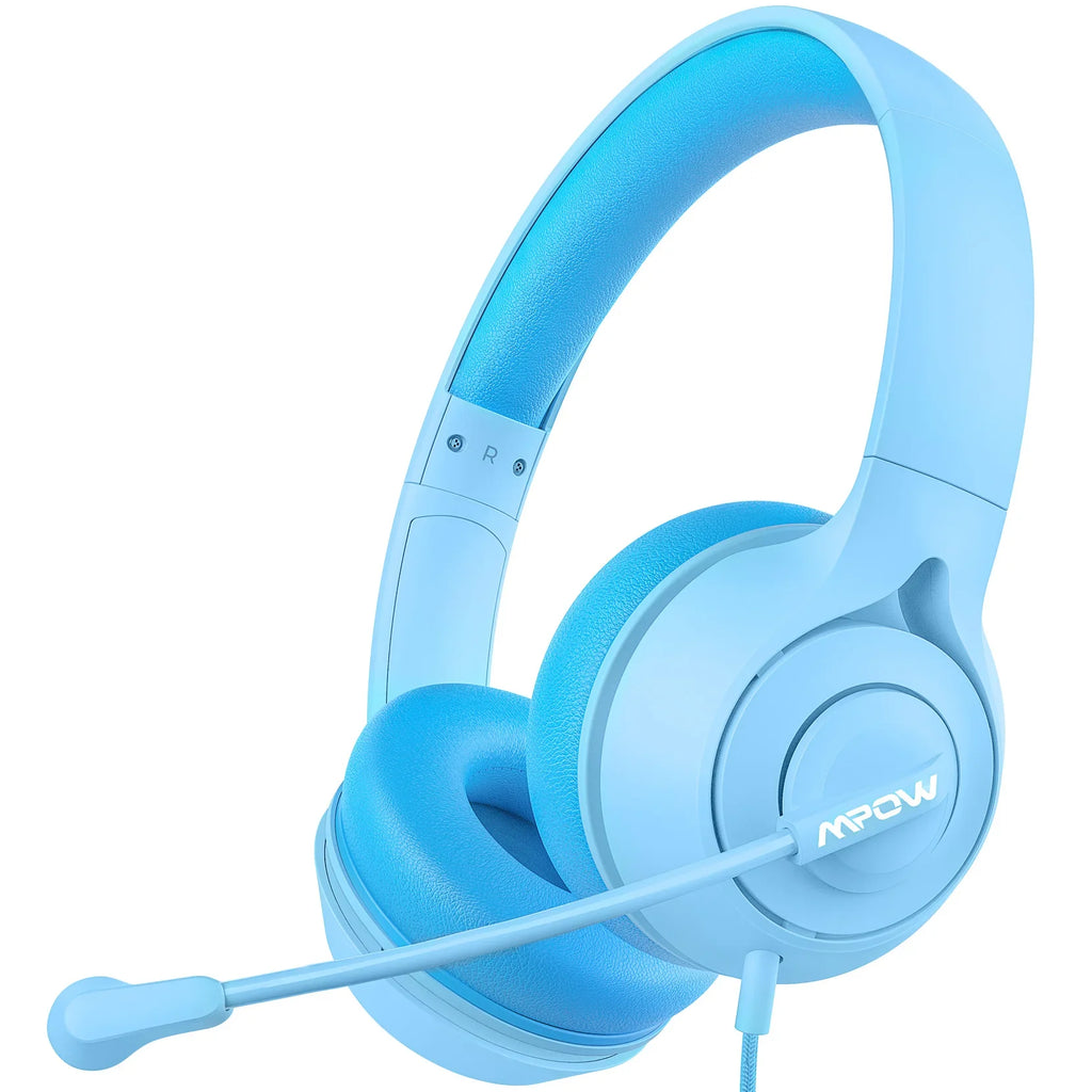 Mpow LH1 Kids Headphones with Microphone,Safe Volume Limiter 94dB,3.5mm Jack On-Ear Headset for Children Teens Girls Boys School
