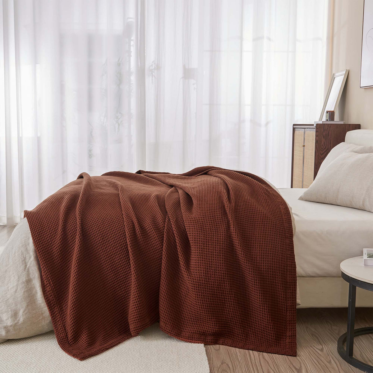 100% Cotton Waffle Weave Blanket - Mikala Collection