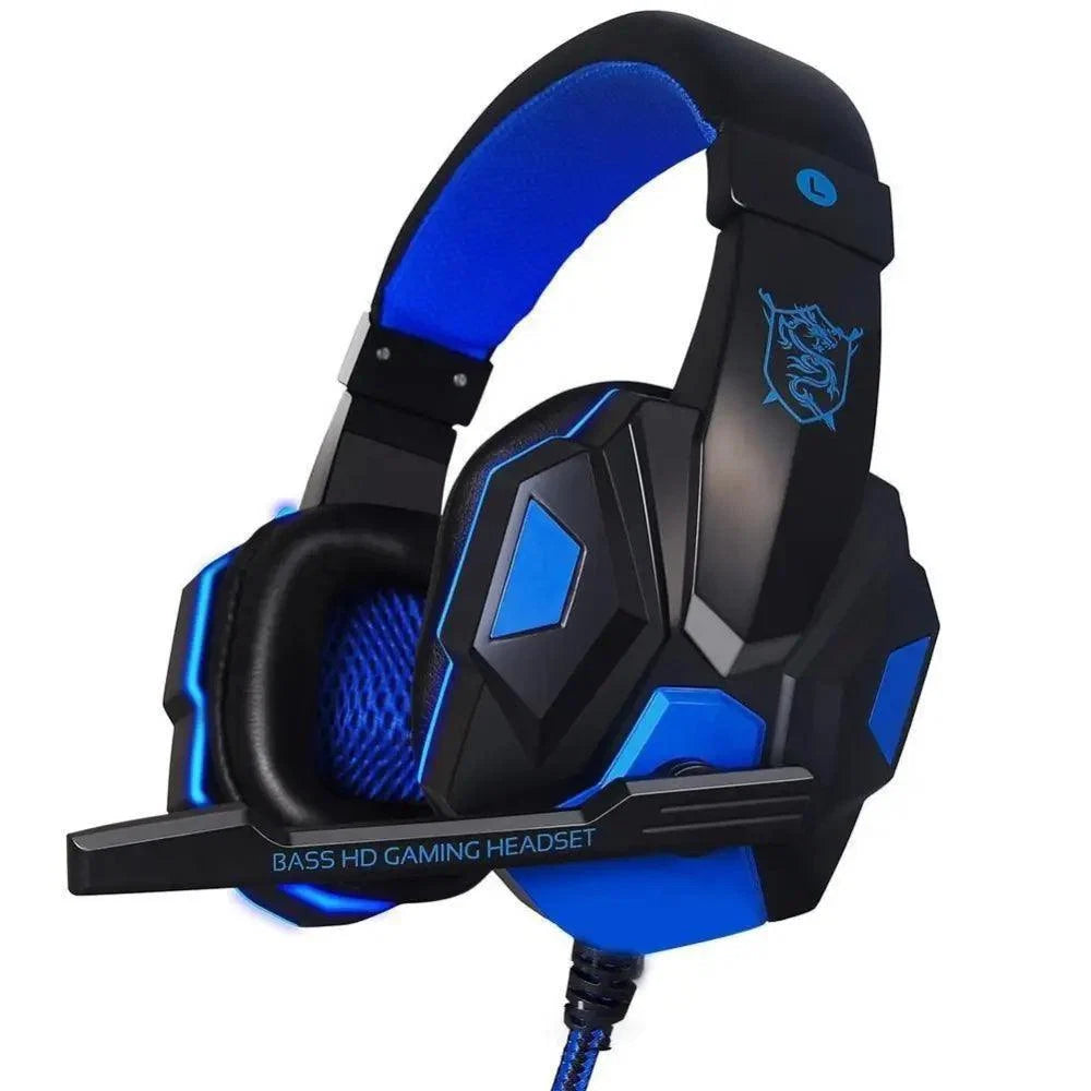 Gaming Red Black Wired Headset Stereo Gamer Headphone  Noise Cancelling Over Ear Headphones With Mic LED Light Bass Surround Soft Memory Earmuffs For Laptop