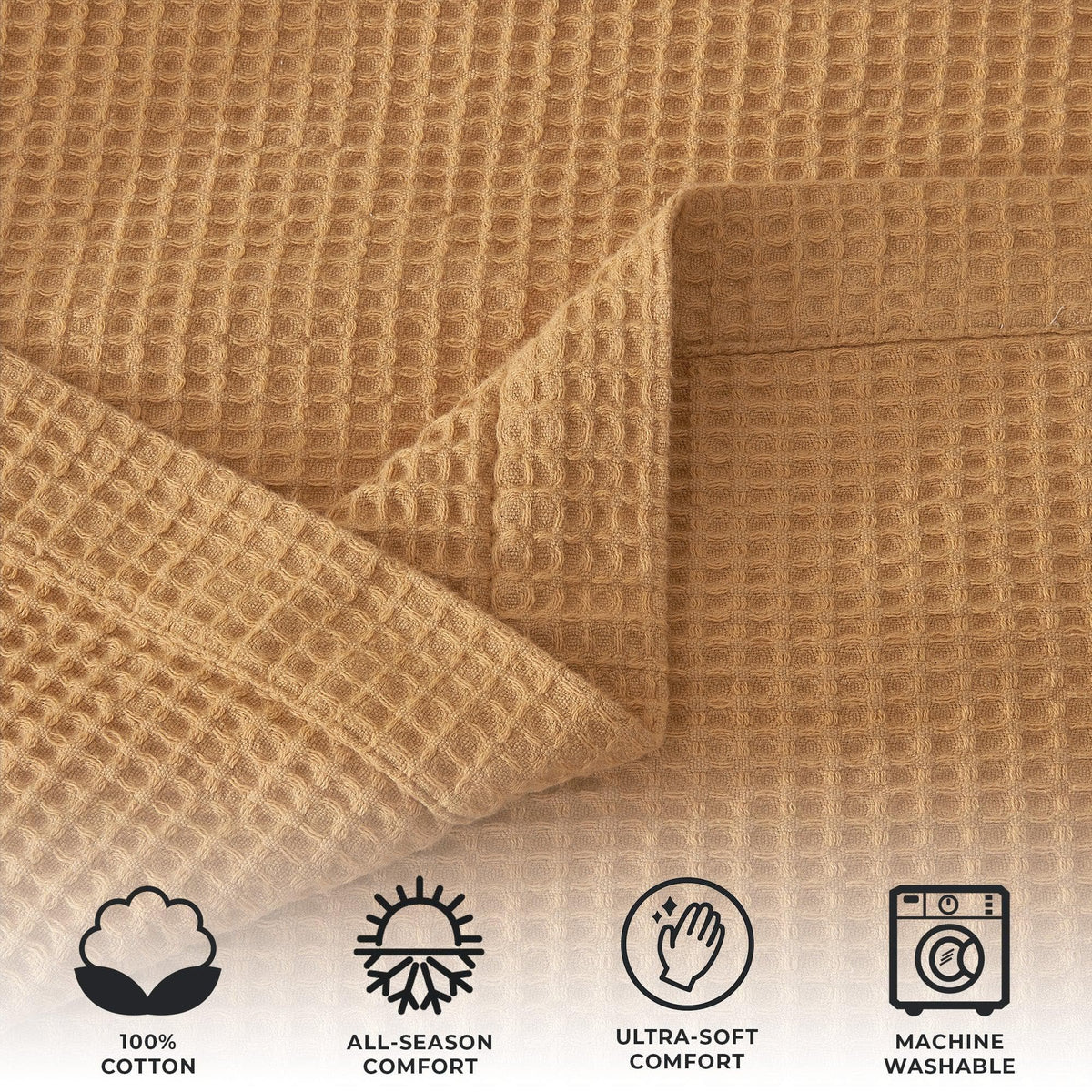 100% Cotton Waffle Weave Blanket - Mikala Collection