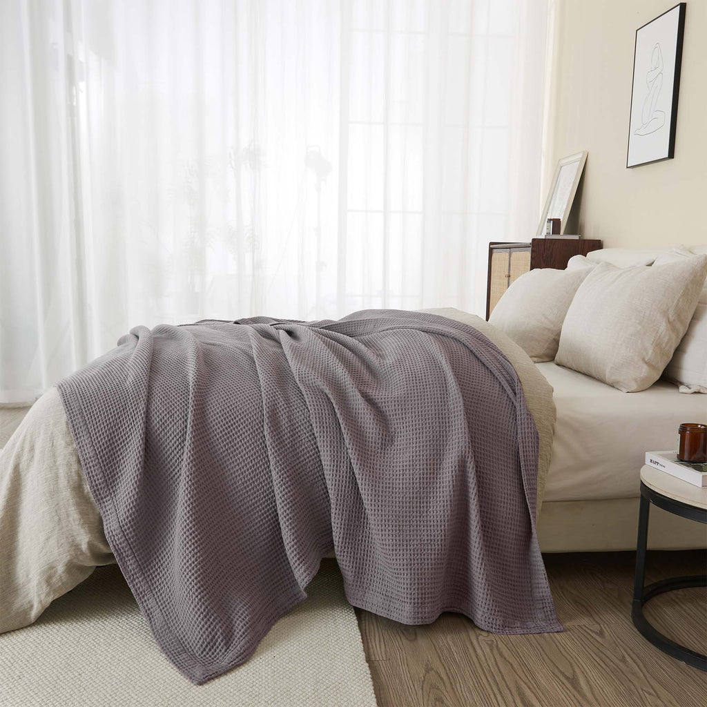 100% Cotton Waffle Weave Blanket - Mikala Collection
